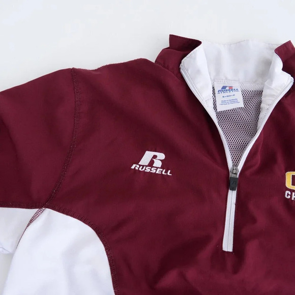 Russell Athletic Maroon Quarter Zip CMU Chippewas Windbreaker Pullover Jacket S - Picture 11 of 12